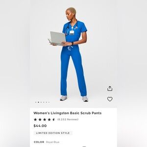 Figs Livingston Basic Scrub Pants in Royal Blue